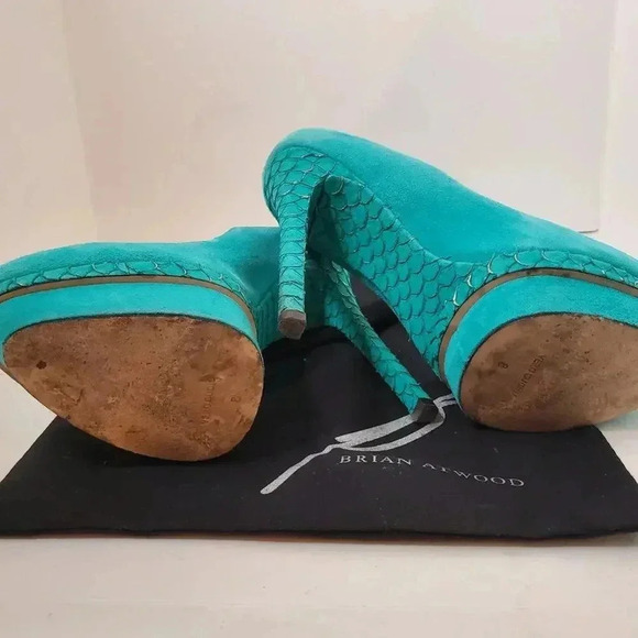 Brian Atwood Turquoise Mermaid Platforms Pumps 8 - Picture 3 of 8